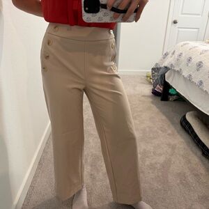 High-Waist Wide Leg Button-Accent stretchy work Pants XS